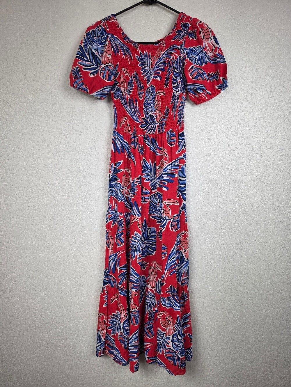 Anthropologie Sincerely Jules Red Floral Puff Sleeve Dress
